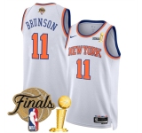 New Yok Knicks #11 Jalen Brunson White 2026 Finals Patch And Finals Champions Patch Association Edition Stitched Basketball Jersey