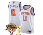 New Yok Knicks #11 Jalen Brunson White 2026 Finals Patch And Finals Champions Patch Association Edition Stitched Basketball Jersey
