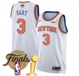 New Yok Knicks #3 Josh Hart White 2026 Finals Patch And Finals Champions Patch Association Edition Stitched Basketball Jersey