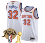 New Yok Knicks #32 Karl-Anthony Towns White 2026 Finals Patch And Finals Champions Patch Association Edition Stitched Basketball Jersey