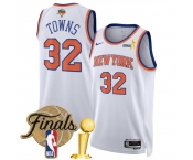 New Yok Knicks #32 Karl-Anthony Towns White 2026 Finals Patch And Finals Champions Patch Association Edition Stitched Basketball Jersey