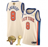 New Yok Knicks #8 OG Anunoby Cream 2026 Finals Patch And Finals Champions Patch City Edition Stitched Basketball Jersey