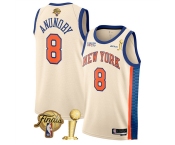 New Yok Knicks #8 OG Anunoby Cream 2026 Finals Patch And Finals Champions Patch City Edition Stitched Basketball Jersey