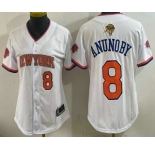 Women's New Yok Knicks #8 OG Anunoby White 2026 Finals Patch Stitched Baseball Jersey