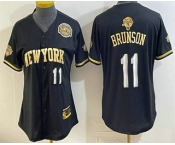 Women's New York Knicks #11 Jalen Brunson Black Gold 2026 Finals Eastern Conference Champions Patch Stitched Baseball Jersey