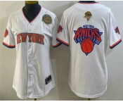 Women's New York Knicks Team Big Logo White 2026 Finals Eastern Conference Champions Patch Stitched Baseball Jersey