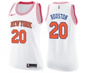 Women's Nike New York Knicks #20 Allan Houston Swingman White Pink Fashion NBA Jersey