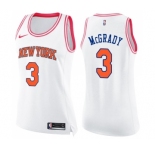 Women's Nike New York Knicks #3 Tracy McGrady Swingman White Pink Fashion NBA Jersey