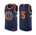 Women's Nike New York Knicks #5 Courtney Lee Swingman Navy Blue NBA Jersey - City Edition