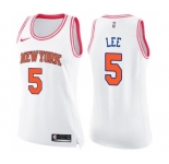 Women's Nike New York Knicks #5 Courtney Lee Swingman White Pink Fashion NBA Jersey