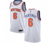 Women's Nike New York Knicks #6 Kristaps Porzingis Swingman White NBA Jersey - Association Edition