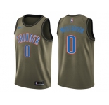 Men Nike Oklahoma City Thunder #0 Russell Westbrook Green Salute to Service NBA Swingman Jersey