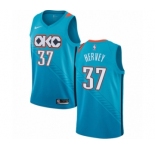 Men's Nike Oklahoma City Thunder #37 Kevin Hervey Authentic Turquoise NBA Jersey - City Edition