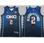 Men's Oklahoma City Thunder #2 Shai Gilgeous-Alexander Navy 2025-26 City Edition Stitched Basketball Jersey