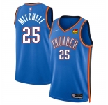 Men's Oklahoma City Thunder #25 Ajay Mitchell Blue 2024 Draft Icon Edition Stitched Basketball Jersey