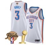Men's Oklahoma City Thunder #3 Dillon Jones White 2025 Finals Patch And Finals Champions Patch Association Edition Stitched Basketball Jersey