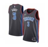 Men's Oklahoma City Thunder #3 Josh Giddey Gray Icon Edition Stitched Basketball Jersey