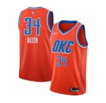 Men's Oklahoma City Thunder #34 Ray Allen Authentic Orange Finished Basketball Jersey - Statement Edition