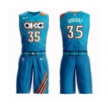 Men's Oklahoma City Thunder #35 Kevin Durant Authentic Turquoise Basketball Suit Jersey - City Edition