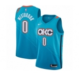 Women's Nike Oklahoma City Thunder #0 Russell Westbrook Swingman Turquoise NBA Jersey - City Edition