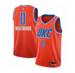 Youth Oklahoma City Thunder #0 Russell Westbrook Swingman Orange Finished Basketball Jersey - Statement Edition