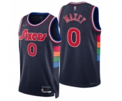 Men Philadelphia 76ers #0 Tyrese Maxey 2021-22 City Navy Jersey