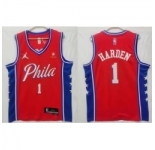 Men Philadelphia 76ers #1 James Harden statement edition Red Stitched jersey