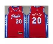 Men Philadelphia 76ers #20 Jared McCain Red Statement Edition Stitched Jersey