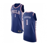 Men's Nike Philadelphia 76ers #1 Justin Anderson Authentic Blue Road NBA Jersey - Icon Edition