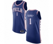 Men's Nike Philadelphia 76ers #1 Landry Shamet Authentic Blue NBA Jersey - Icon Edition