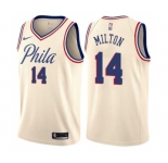 Men's Nike Philadelphia 76ers #14 Shake Milton Authentic Cream NBA Jersey - City Edition