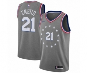 Men's Nike Philadelphia 76ers #21 Joel Embiid Swingman Gray NBA Jersey - City Edition