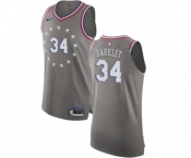Men's Nike Philadelphia 76ers #34 Charles Barkley Authentic Gray NBA Jersey - City Edition