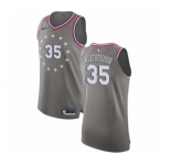 Men's Nike Philadelphia 76ers #35 Clarence Weatherspoon Authentic Gray NBA Jersey - City Edition