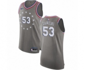 Men's Nike Philadelphia 76ers #53 Darryl Dawkins Authentic Gray NBA Jersey - City Edition