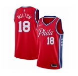 Men's Philadelphia 76ers #18 Shake Milton Authentic Red Finished Basketball Jersey - Statement Edition