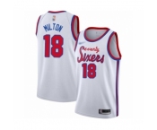 Men's Philadelphia 76ers #18 Shake Milton Authentic White Hardwood Classics Basketball Jersey