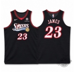 Men's Philadelphia 76ers #23 LeBron James Black 2025 Classic Edition Stitched Stitched Jersey