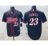Men's Philadelphia 76ers #23 LeBron James Black Cool Base Stitched Baseball Jersey