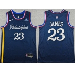 Men's Philadelphia 76ers #23 LeBron James Navy 2026 City Edition With Patch Stitched Jersey