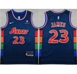 Men's Philadelphia 76ers #23 LeBron James Navy City Edition Swingman Stitched Jersey