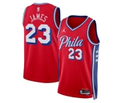 Men's Philadelphia 76ers #23 LeBron James Red 2026 Statement Edition Stitched Jersey