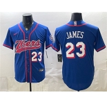 Men's Philadelphia 76ers #23 LeBron James Royal Cool Base Stitched Baseball Jersey