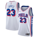 Men's Philadelphia 76ers #23 LeBron James White 2026 Association Edition Stitched Jersey