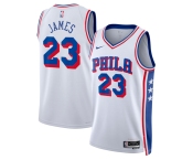 Men's Philadelphia 76ers #23 LeBron James White 2026 Association Edition Stitched Jersey