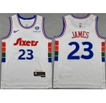 Men's Philadelphia 76ers #23 LeBron James White City Edition Swingman Stitched Jersey