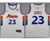 Men's Philadelphia 76ers #23 LeBron James White City Edition Swingman Stitched Jersey