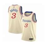 Men's Philadelphia 76ers #3 Dana Barros Swingman Cream Basketball Jersey 2019-20 City Edition