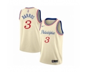 Men's Philadelphia 76ers #3 Dana Barros Swingman Cream Basketball Jersey 2019-20 City Edition