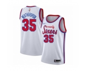 Men's Philadelphia 76ers #35 Clarence Weatherspoon Authentic White Hardwood Classics Basketball Jersey